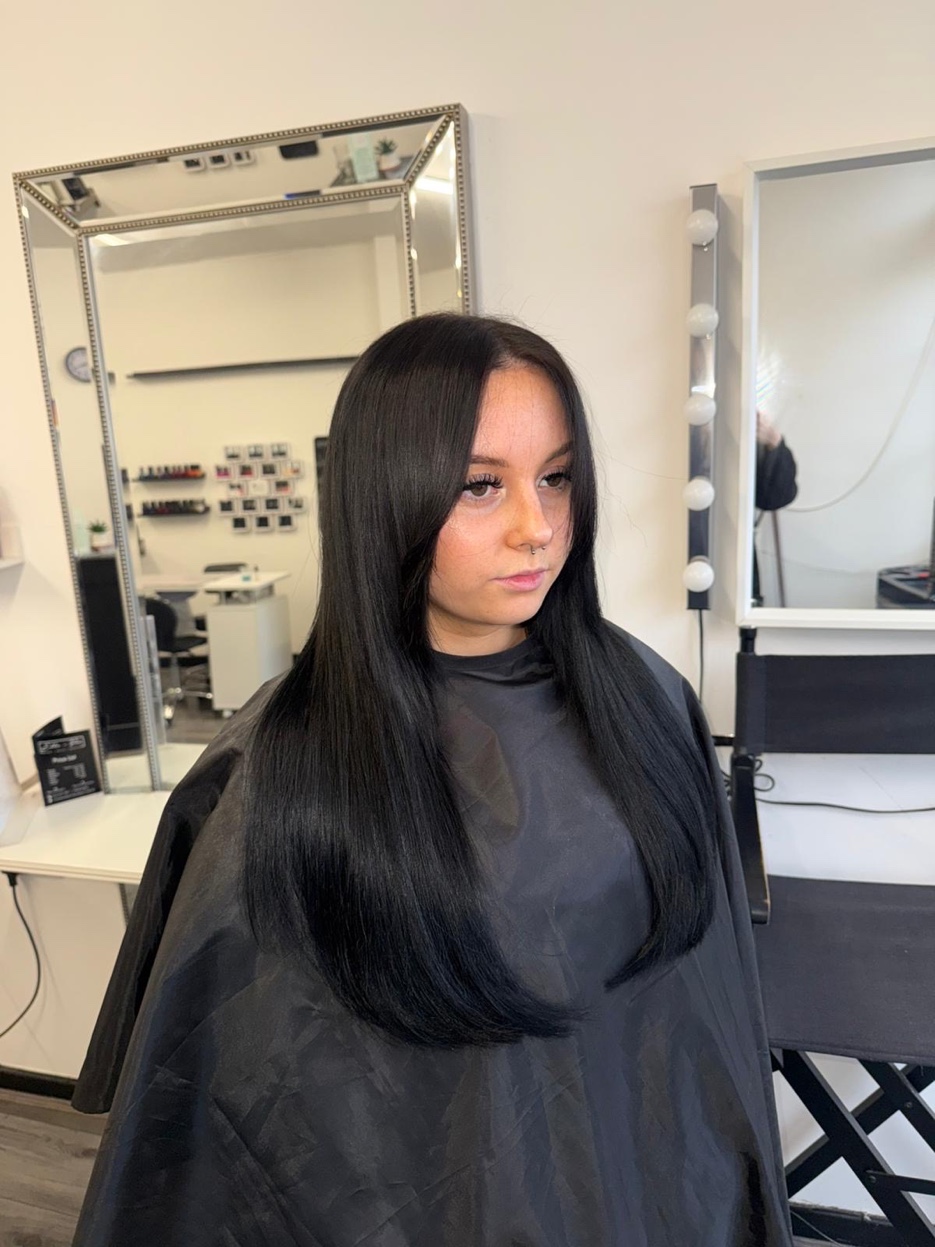 Blonde extensions styled